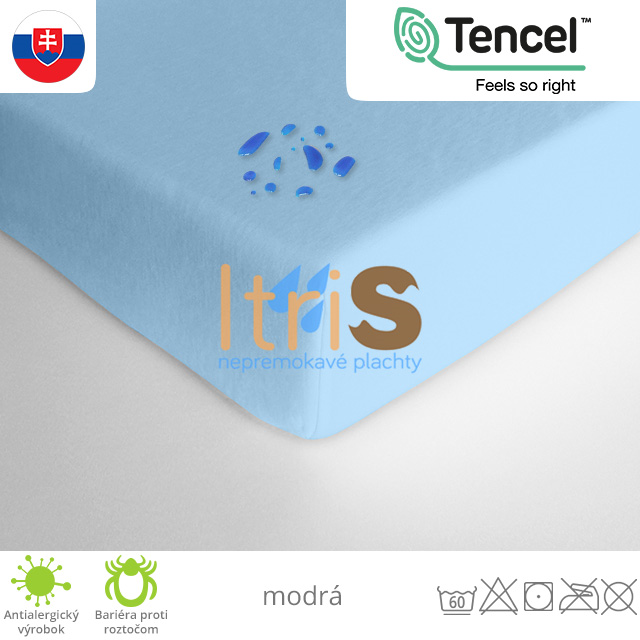 Nepremokavá plachta napínacia s PU záterom - TENCEL®, modrá Nepremokavá plachta napínacia s PU záterom - TENCEL®, modrá