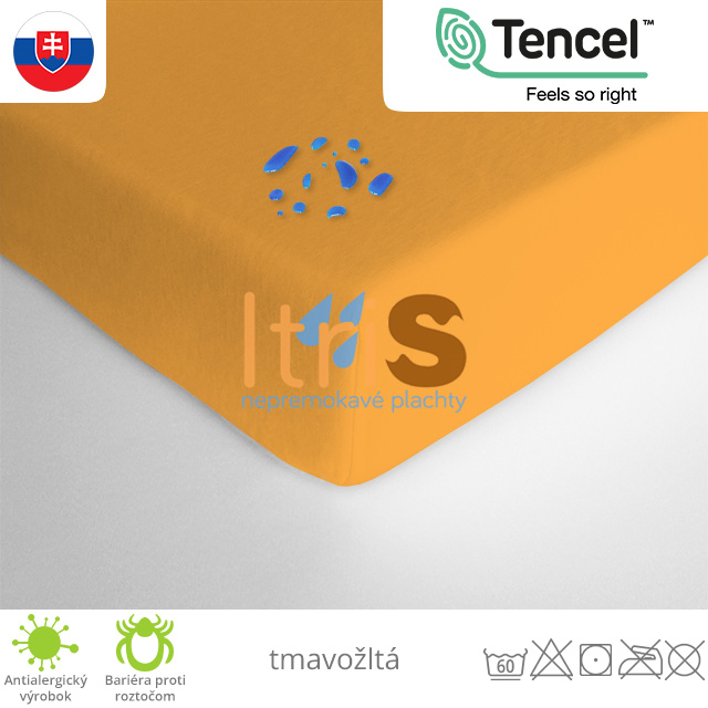 Nepremokavá plachta napínacia s PU záterom - TENCEL®, tmavožltá Nepremokavá plachta napínacia s PU záterom - TENCEL®, tmavožltá