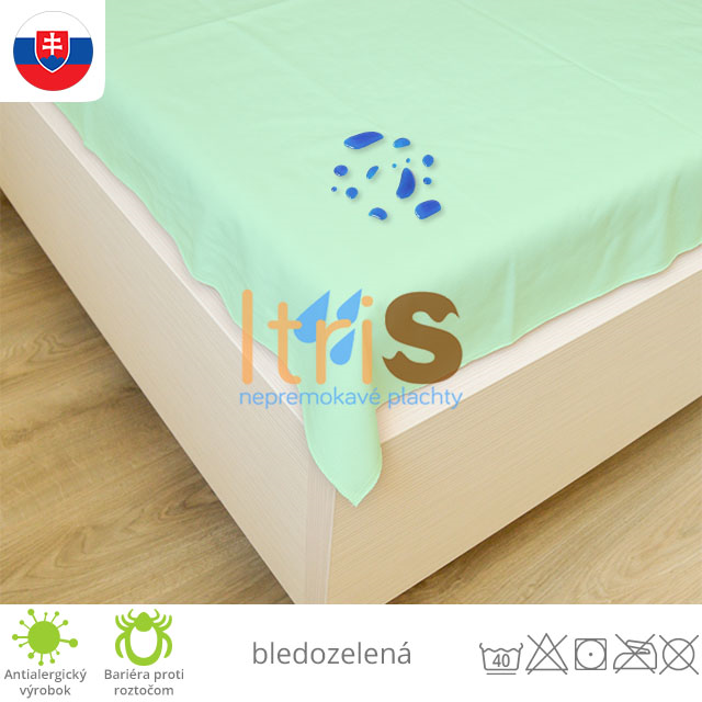 Nepremokavá plachta rovná s PU záterom - jersey, bledozelená