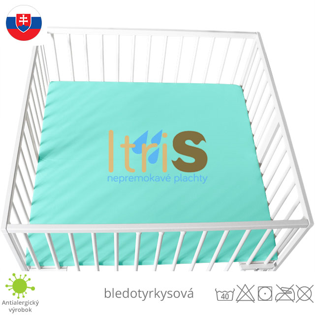 Bledotyrkysová jersey napínacia plachta do ohrádky - klasická (premokavá) 100% bavlna Bledotyrkysová jersey napínacia plachta do ohrádky - klasická (premokavá) 100% bavlna