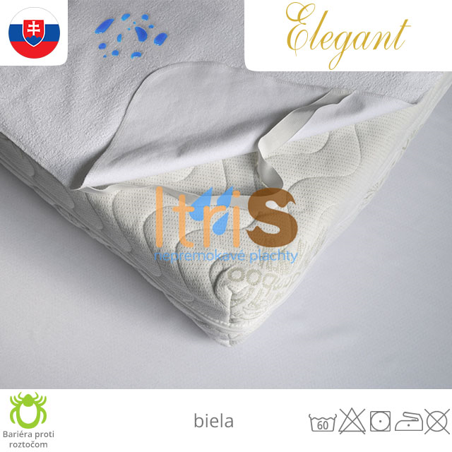 Nepremokavý chránič matraca s gumičkami v rohoch s PU záterom - DUO ELEGANT, biela; pohľad na spodnú vrstvu Nepremokavý chránič matraca s gumičkami v rohoch s PU záterom - DUO ELEGANT, biela; pohľad na spodnú vrstvu