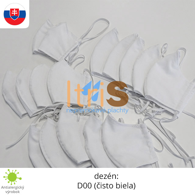 Ochranné bavlnené dvojvrstvové rúško - D00 (čisto biela) Ochranné bavlnené dvojvrstvové rúško - D00 (čisto biela)