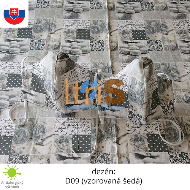 Ochranné bavlnené dvojvrstvové rúško - D09 (vzorovaná šedá) Ochranné bavlnené dvojvrstvové rúško - D09 (vzorovaná šedá)