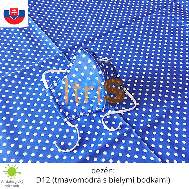 Ochranné bavlnené dvojvrstvové rúško - D12 (tmavomodrá s bielymi bodkami) Ochranné bavlnené dvojvrstvové rúško - D12 (tmavomodrá s bielymi bodkami)