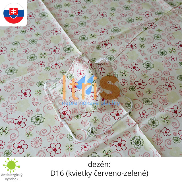 Ochranné bavlnené dvojvrstvové rúško - D16 (kvietky červeno-zelené) Ochranné bavlnené dvojvrstvové rúško - D16 (kvietky červeno-zelené)