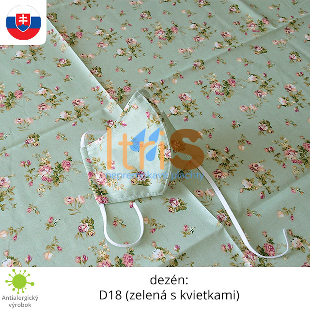 Ochranné bavlnené dvojvrstvové rúško - D18 (zelená s kvietkami) Ochranné bavlnené dvojvrstvové rúško - D18 (zelená s kvietkami)