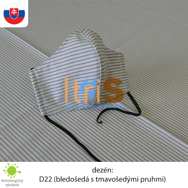 Ochranné bavlnené dvojvrstvové rúško - D22 (bledošedá s tmavošedými pruhmi) Ochranné bavlnené dvojvrstvové rúško - D22 (bledošedá s tmavošedými pruhmi)