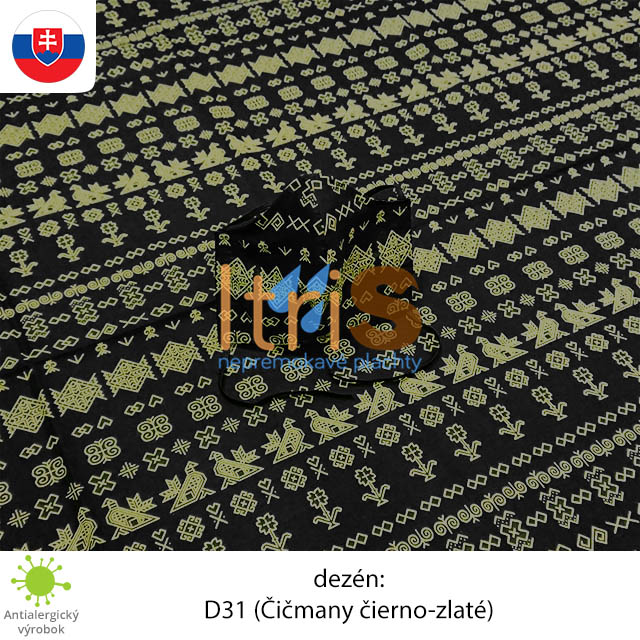 Ochranné bavlnené dvojvrstvové rúško - D31 (Čičmany čierno-zlaté) Ochranné bavlnené dvojvrstvové rúško - D31 (Čičmany čierno-zlaté)