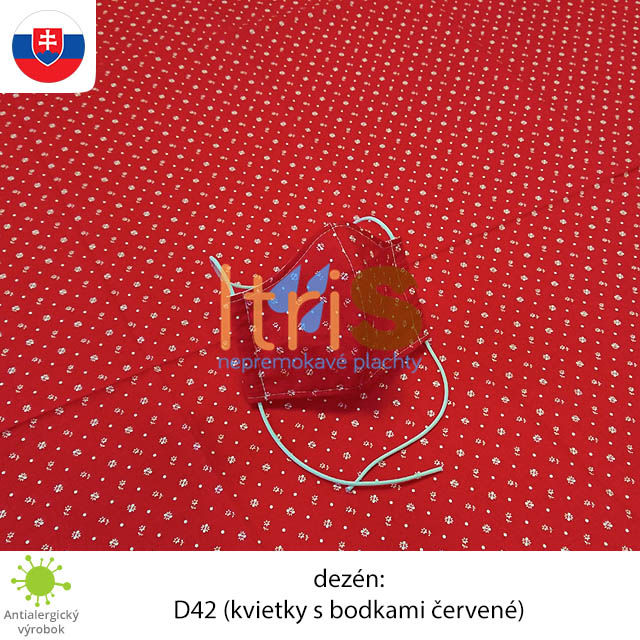 Ochranné bavlnené dvojvrstvové rúško - D42 (Kvietky s bodkami červené) Ochranné bavlnené dvojvrstvové rúško - D42 (Kvietky s bodkami červené)