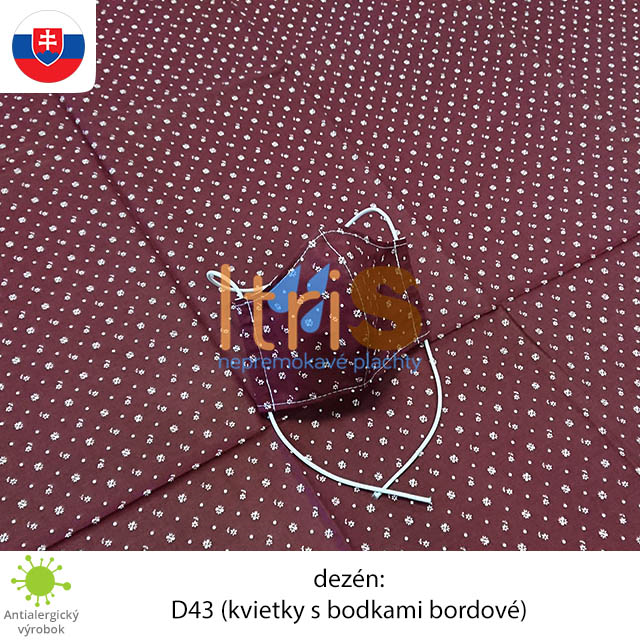 Ochranné bavlnené dvojvrstvové rúško - D43 (Kvietky s bodkami bordové) Ochranné bavlnené dvojvrstvové rúško - D43 (Kvietky s bodkami bordové)