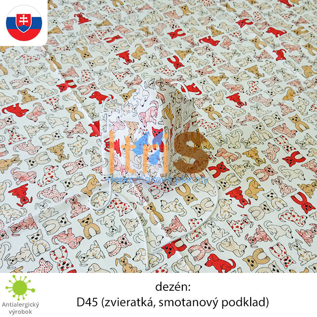 Ochranné bavlnené dvojvrstvové rúško - D45 (Zvieratká, smotanový podklad) Ochranné bavlnené dvojvrstvové rúško - D45 (Zvieratká, smotanový podklad)