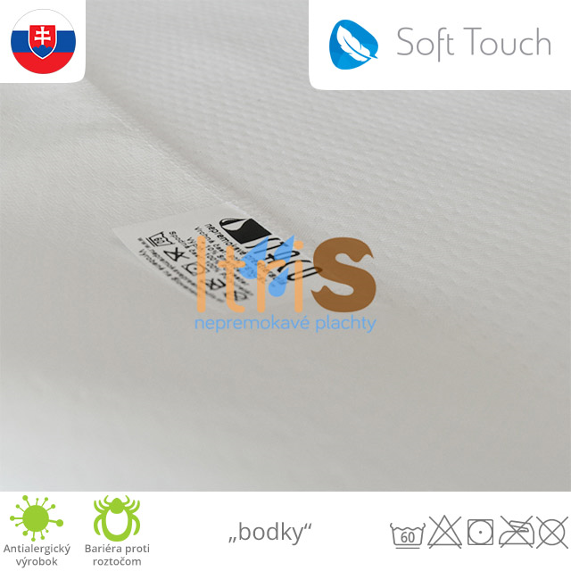 Soft Tocuh nepremokavá podložka na matrac v rohoch bez gumičiek "bodky"