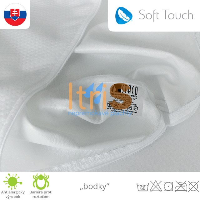 Soft Touch nepremokavá návliečka na vankúš "bodky" - detail prevedenia Soft Touch nepremokavá návliečka na vankúš "bodky" - detail prevedenia