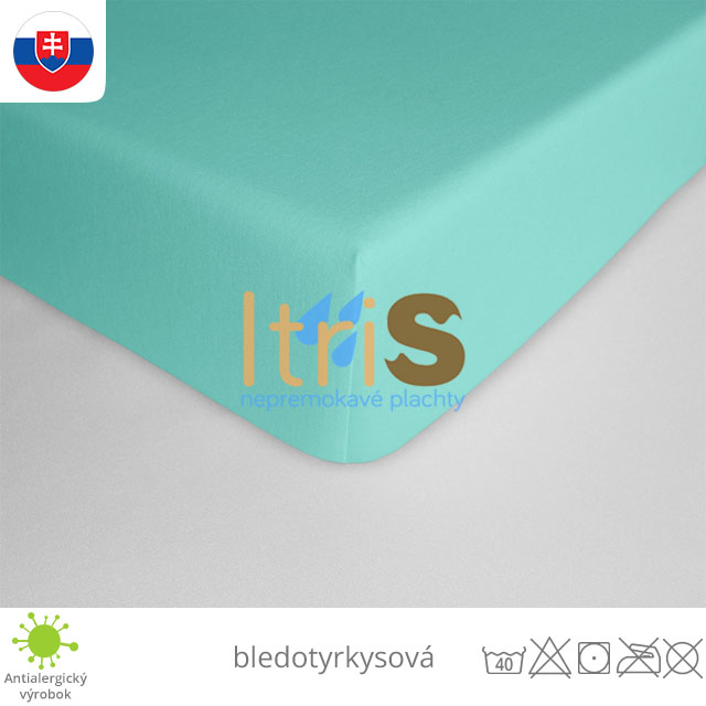 Bledotyrkysová jersey napínacia plachta na mieru zákazníka - klasická (premokavá) 100% bavlna Bledotyrkysová jersey napínacia plachta na mieru zákazníka - klasická (premokavá) 100% bavlna