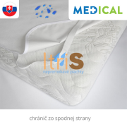 Nepremokavá podložka na matrac v rohoch bez gumičiek s PU záterom - Jersey MEDICAL (50% bavlna + 50% polyester), ukážka zo spodnej strany