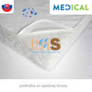 Nepremokavá podložka na matrac v rohoch bez gumičiek s PU záterom - Jersey MEDICAL (50% bavlna + 50% polyester), ukážka zo spodnej strany