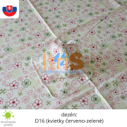 Ochranné bavlnené dvojvrstvové rúško - D16 (kvietky červeno-zelené)