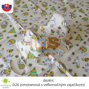 Ochranné bavlnené dvojvrstvové rúško - D26 (smotanová s veľkonočným zajačikom)