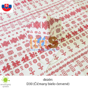 Ochranné bavlnené dvojvrstvové rúško - D30 (Čičmany bielo-červené)