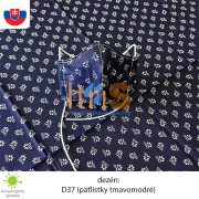 Ochranné bavlnené dvojvrstvové rúško - D37 (Päťlístky tmavomodré)